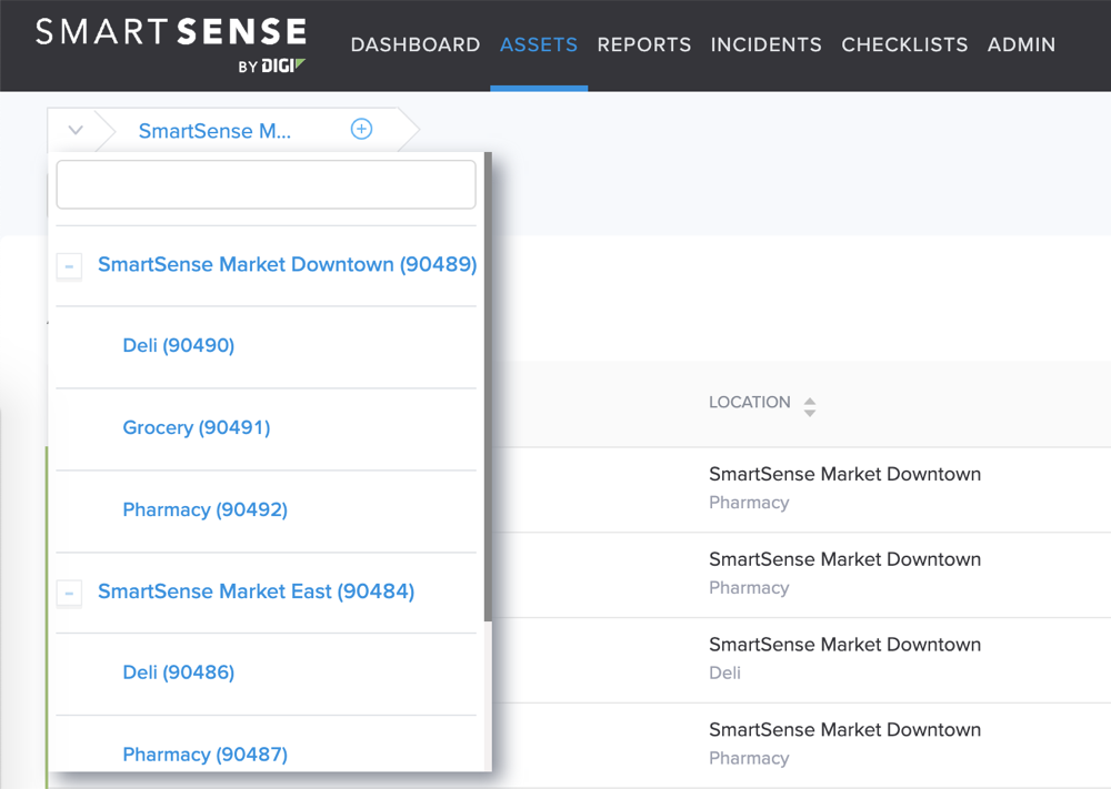 smartsense dashboard location hierarchy