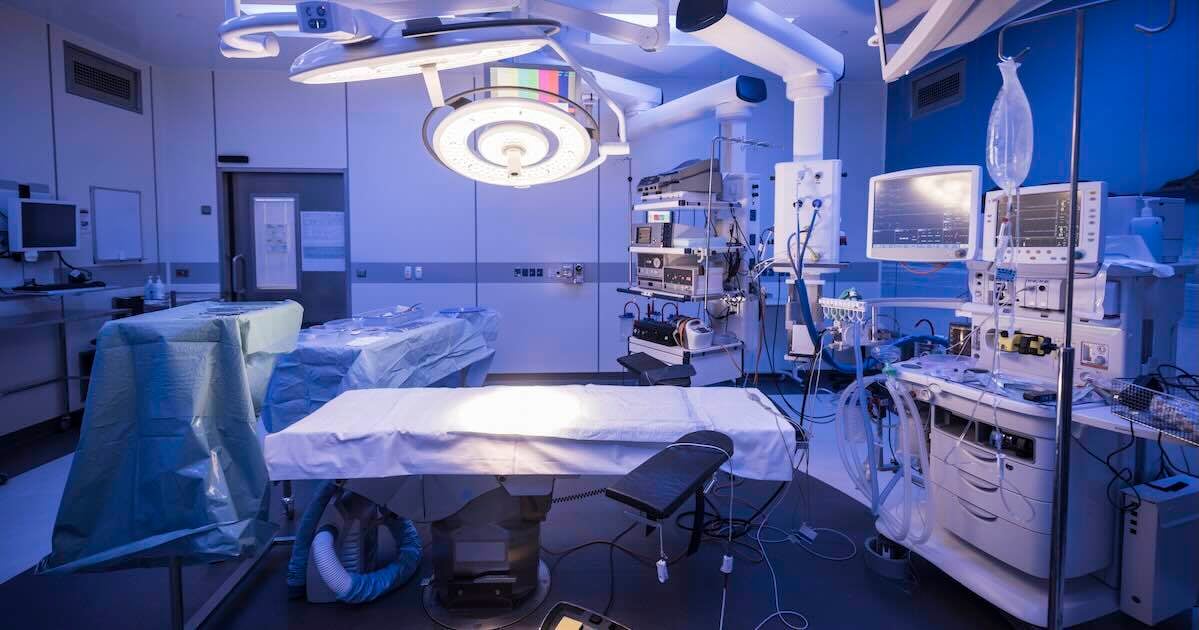 surgical table, prepared and ready