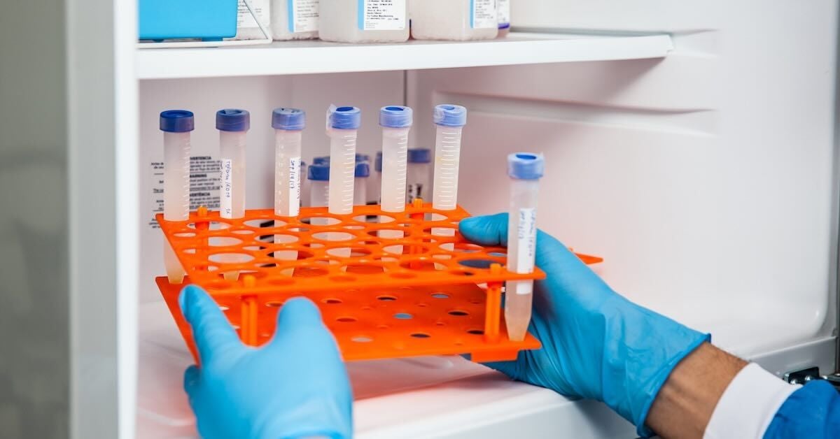 lab samples being taken out of freezer