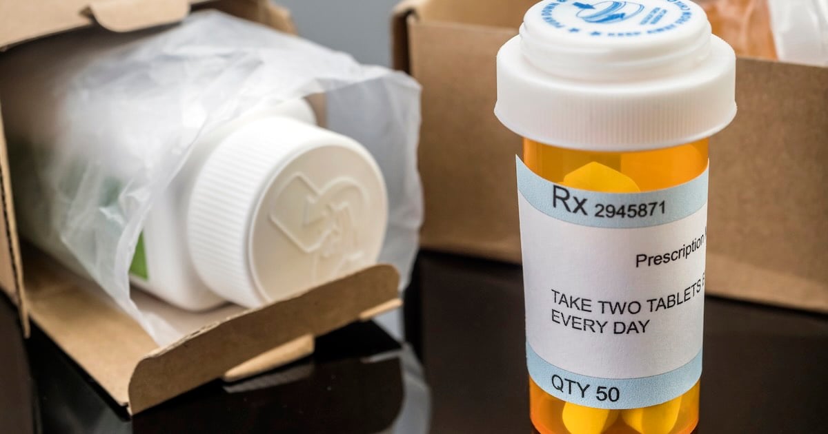 bottle of medication after being unpacked from a box