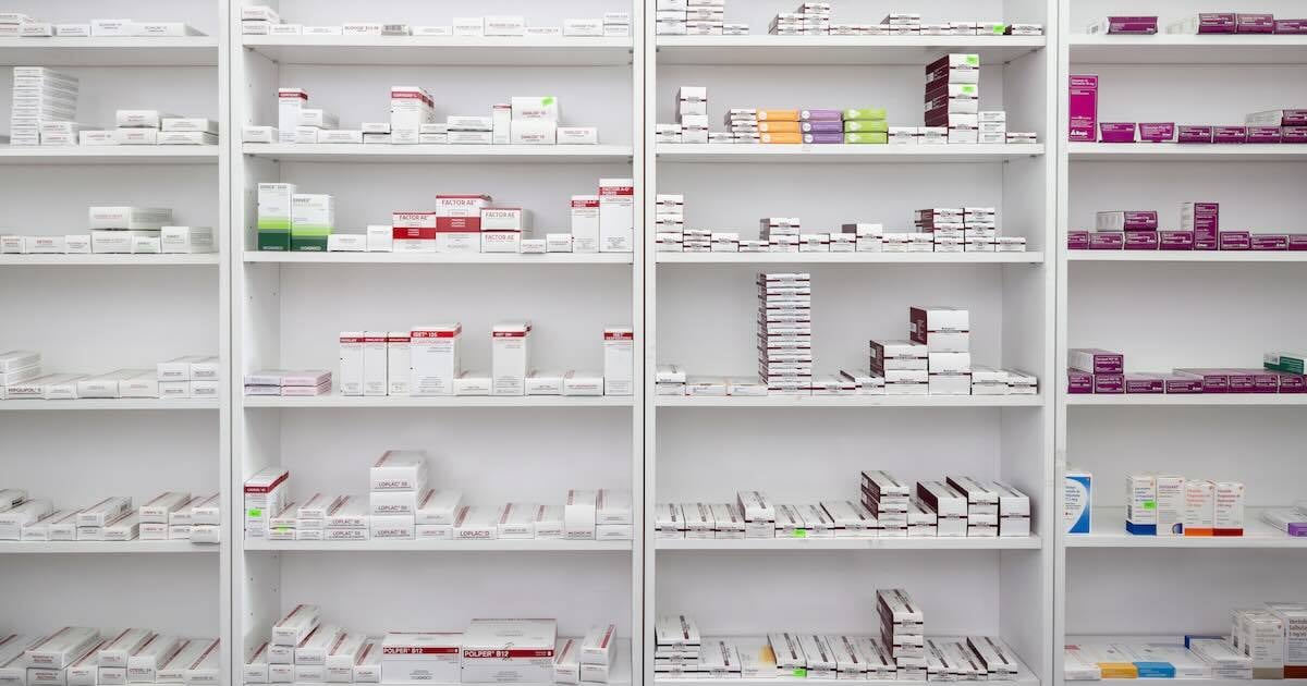 shelves filled with medications