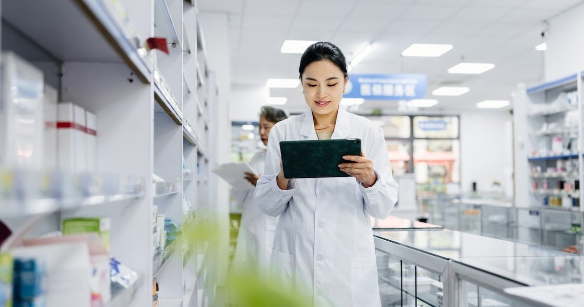 pharmacist managing hospital pharmacy operations